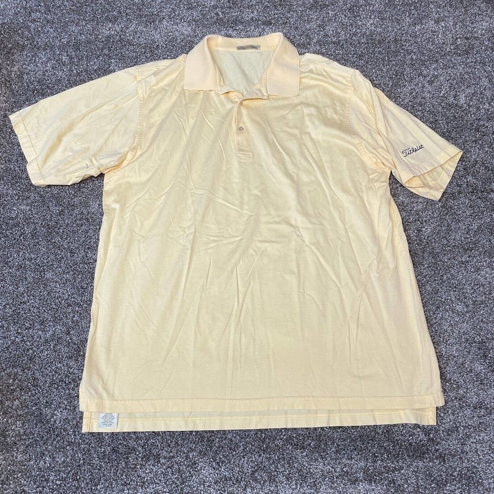 Peter Millar Shirt Mens XL Titlest Yellow Polo Short Sleeve Golf Embroidered